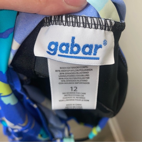 Gabar Blue Floral Swim One Piece Women’s 12 - Picture 4 of 6